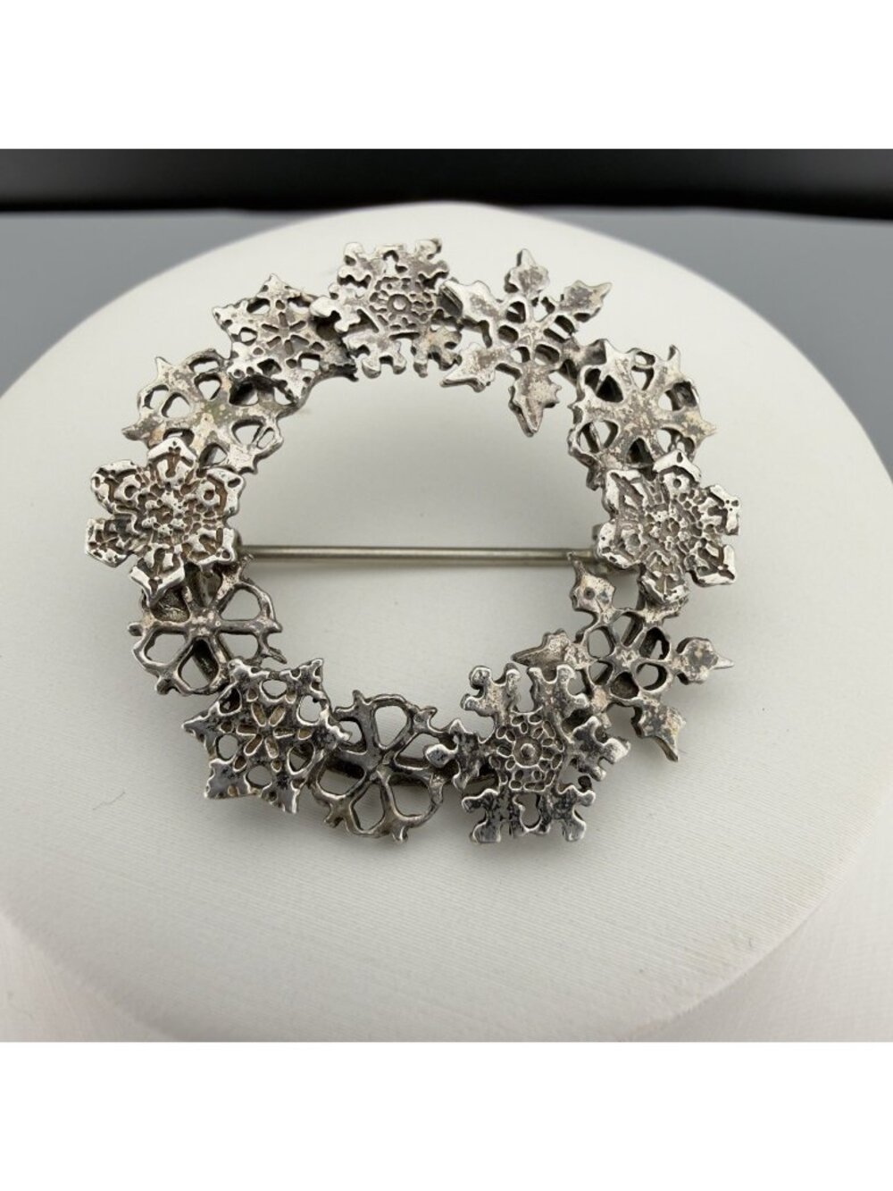 Vintage Sterling Silver Brooch Snowflake Wreath Great Falls Metal Works GFMW